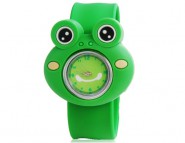 Śliczny zegarek dla dzieci żabka elastyczny pasek (zielony)